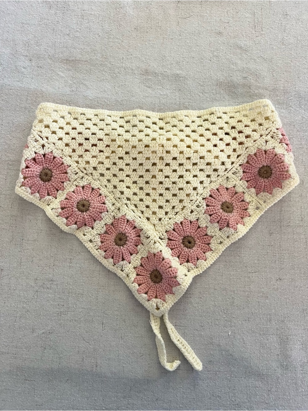 Crochet Daisy Bandana Hair Scarf Boho Cottagecore